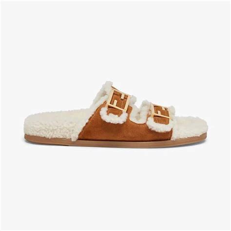 fendi sheepskin sliders|Women's Designer Slides .